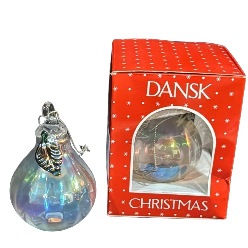 Dansk Iridescent blown glass  Pear  Christmas Ornament VINTAGE